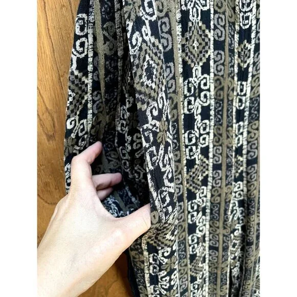 Free People Tribal Print Jumpsuit Retro 70s Bellbottoms Cut Out Crop Top - Picture 6 of 10